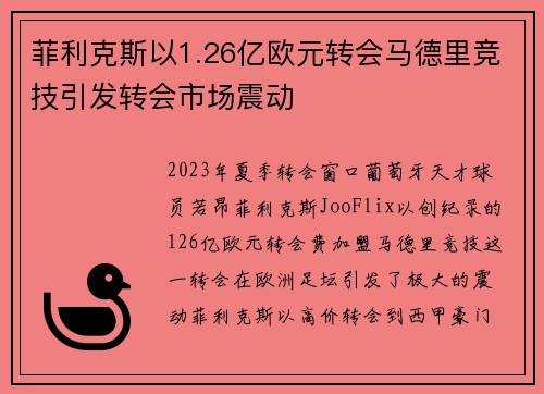 菲利克斯以1.26亿欧元转会马德里竞技引发转会市场震动 菲利克斯以1.26亿欧元转会马德里竞技引发转会市场震动